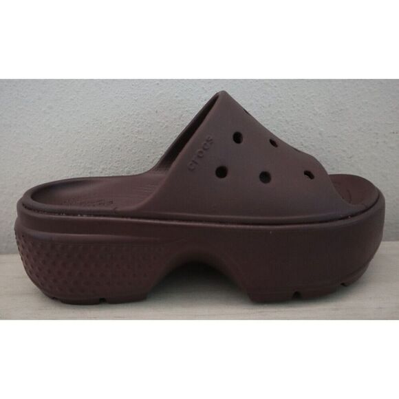 CROCS  Unisex Men's Sz 6 Women's Sz 8 Mocha Brown Stomp Slide Sandals Clogs - Picture 7 of 8